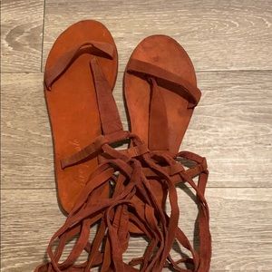 Rust leather strapped sandal